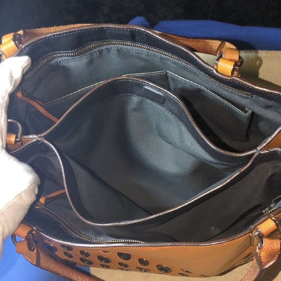 Coach Brown Leather Satchel with Black Accents NOW ONLY $150 - Picture 4 of 16